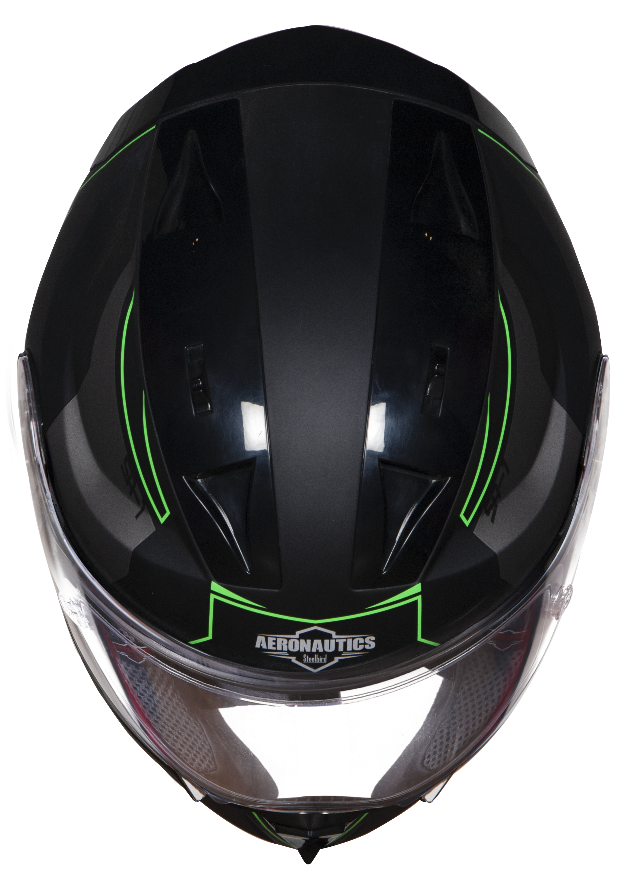 SA-1 RTW Mat Black/Green With Anti-Fog Shield Blue Night Vision Visor(Fitted With Clear Visor Extra Blue Night Vision Anti-Fog Shield Visor Free)